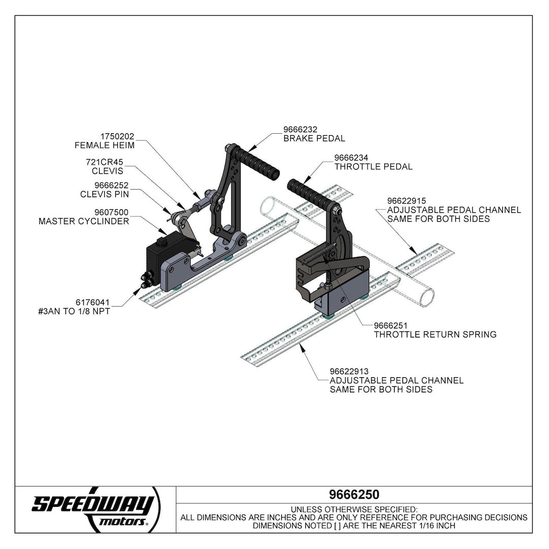 EMi Eagle Motorsports Micro Sprint Adjustable Pedal Assembly