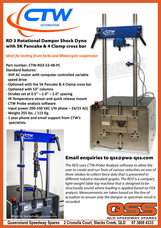 CTW RD 3 Rotational Damper and Shock Dyno With 5K Pancake 4 Clamp Cross Bar