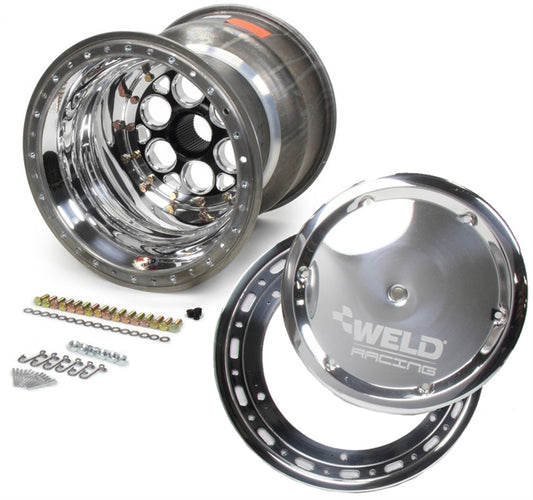 Weld Right Rear Wheel 15" x 17" x 7" W/Bead lock - 6 dzus cover - Black Hub